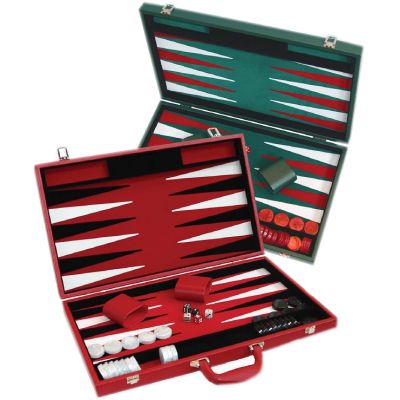 Backgammon faon cuir rouge velours noir et rouge (46 x 28 cm pl